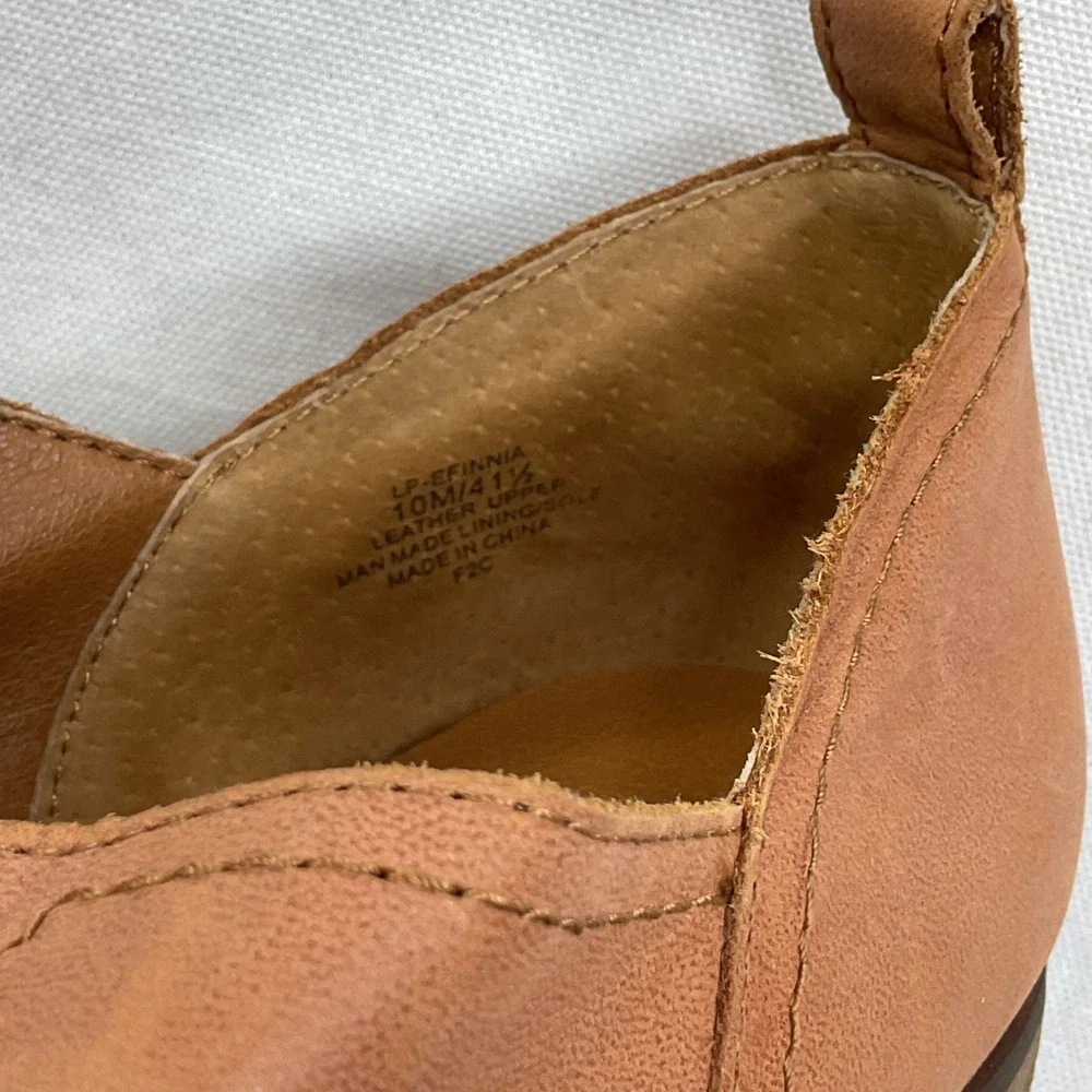 Lucky Brand Shoes Efinnia Tan Leather Oxford Lace Up Flat Womens 10 LP-EFINNIA